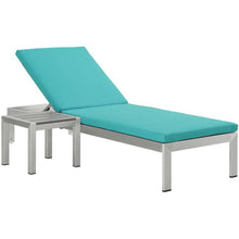 Shore Outdoor Patio Aluminum Chaise Lounge Chair and Side Table