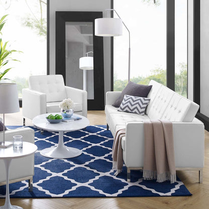 Loft Tufted Upholstered Faux Leather Sofa and Armchair Set