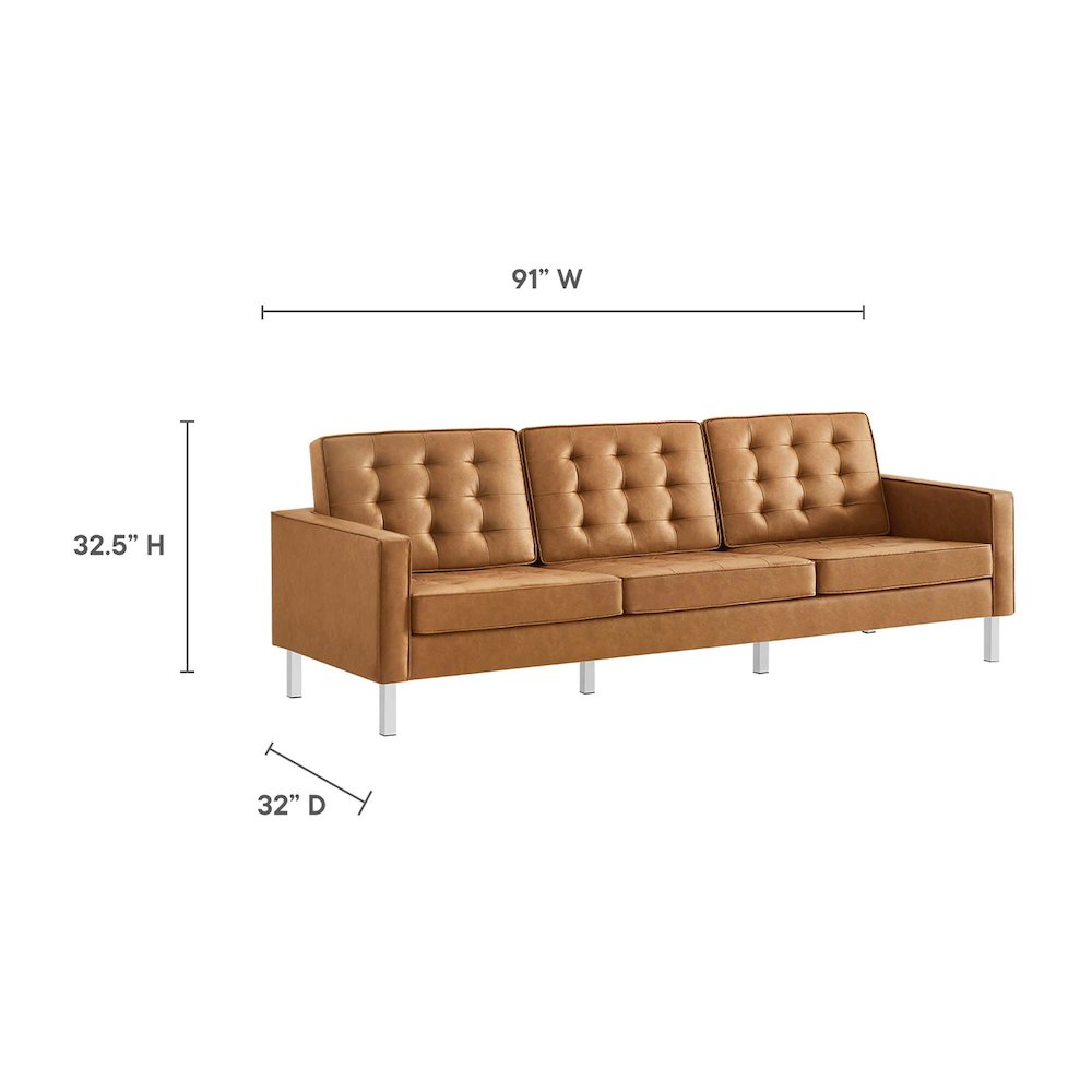 Loft 3-Piece Tufted Vegan Leather Furniture Set