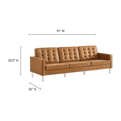 Loft 3-Piece Tufted Vegan Leather Furniture Set