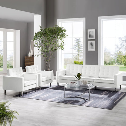 Loft 3-Piece Tufted Vegan Leather Furniture Set