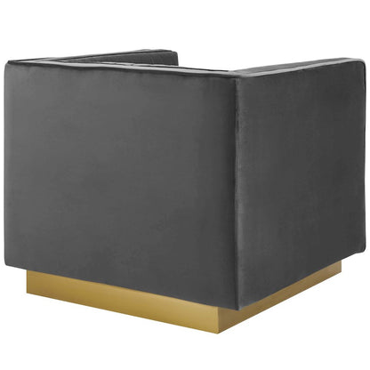 Vertical Channel Tufted Upholstered Performance Velvet Sofa and Armchair Set