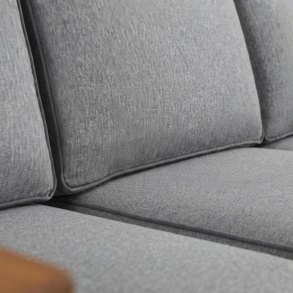 Solid Teak Outdoor Patio Sofa with High Backrest for Deck or Porch, Natural Gray