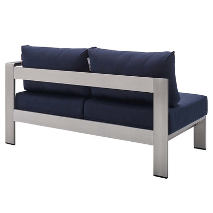 Shore Sunbrella Fabric Aluminum Outdoor Patio Right-Arm Loveseat