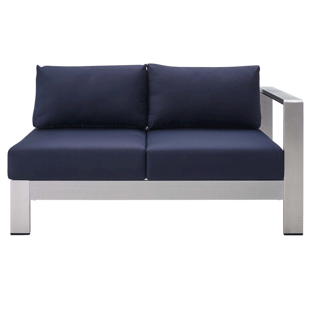 Shore Sunbrella Fabric Aluminum Outdoor Patio Right-Arm Loveseat
