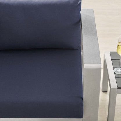 Shore Sunbrella Fabric Aluminum Outdoor Patio Right-Arm Loveseat