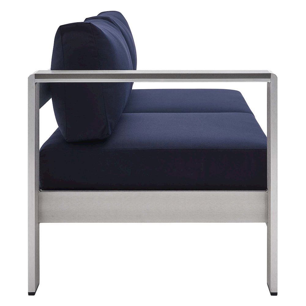 Shore Sunbrella Fabric Aluminum Outdoor Patio Left-Arm Loveseat