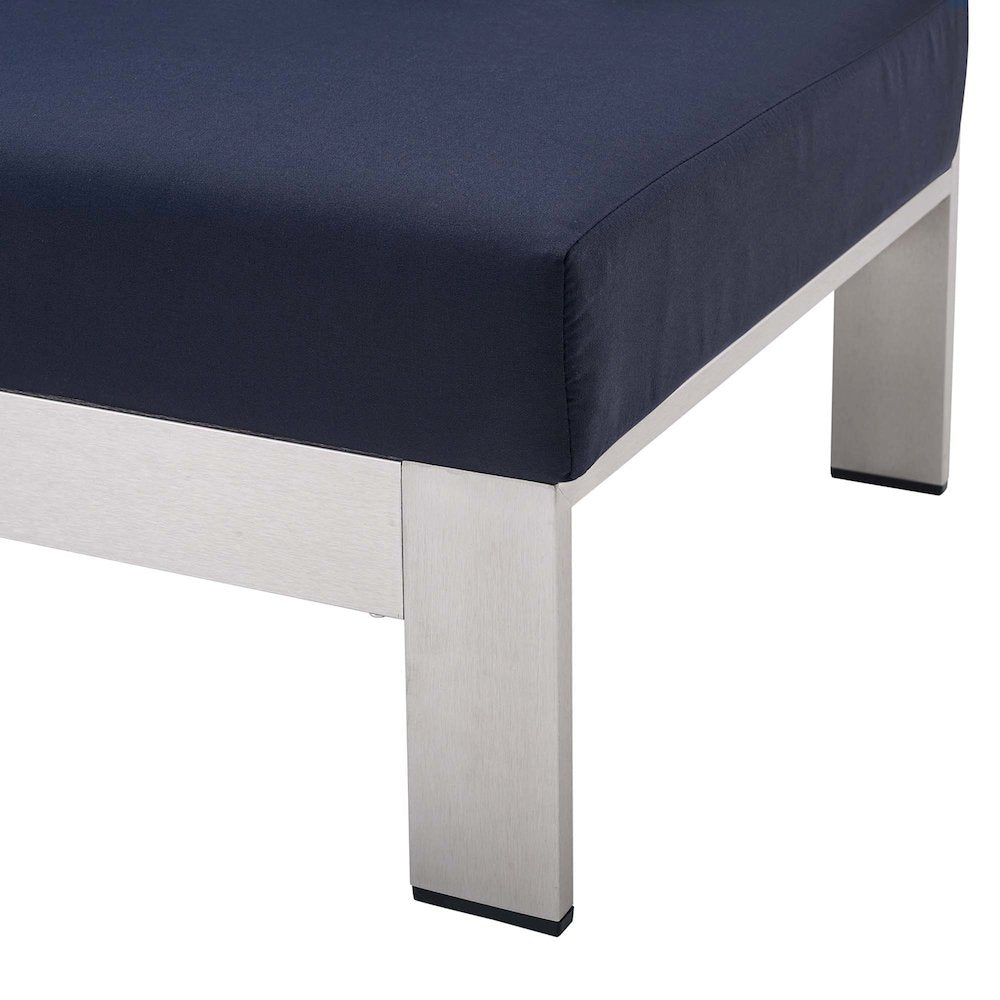 Shore Sunbrella Fabric Aluminum Outdoor Patio Left-Arm Loveseat
