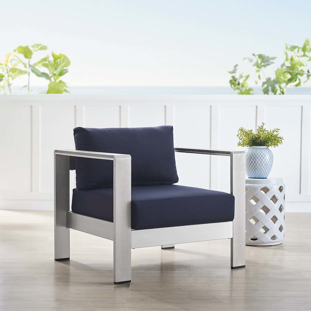 Shore Sunbrella Fabric Aluminum Outdoor Patio Armchair