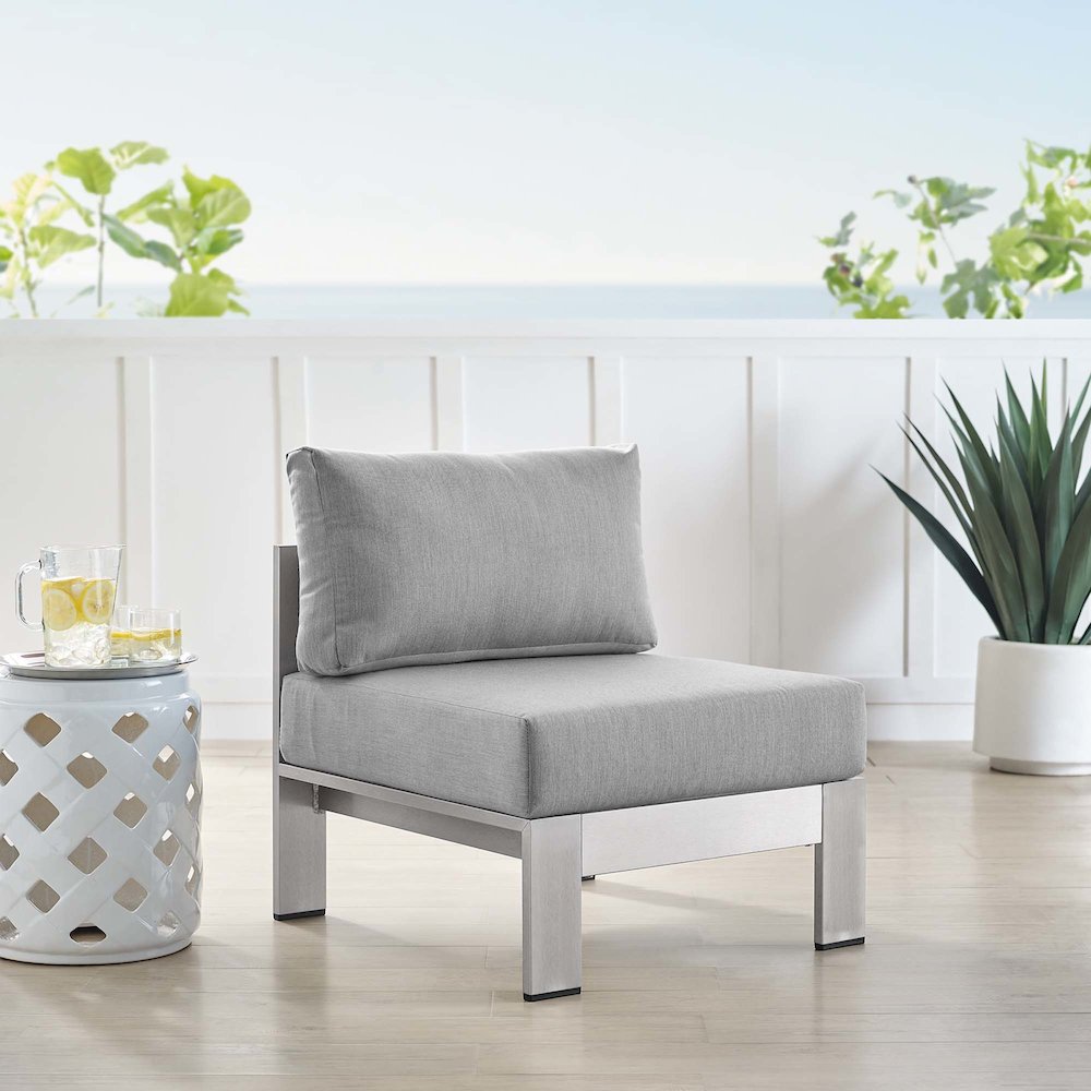 Shore Sunbrella Fabric Aluminum Outdoor Patio Armless Chair