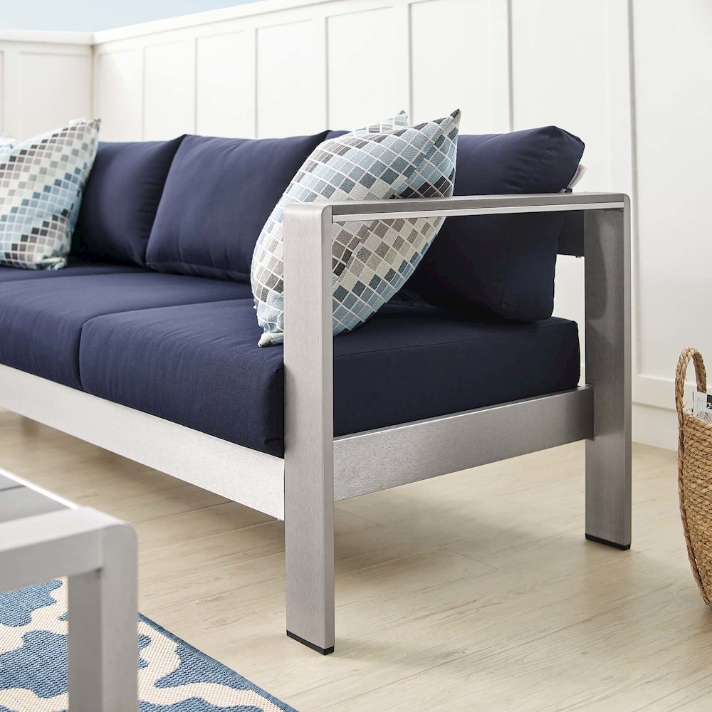 Shore Sunbrella Fabric Aluminum Outdoor Patio Sofa