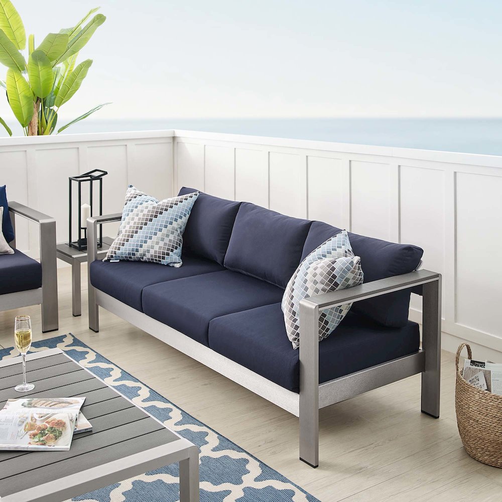 Shore Sunbrella Fabric Aluminum Outdoor Patio Sofa