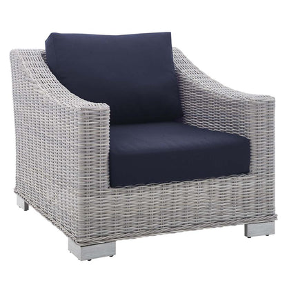 Conway Sunbrella Outdoor Patio Wicker Rattan 2-Piece Armchair and Ottoman Set