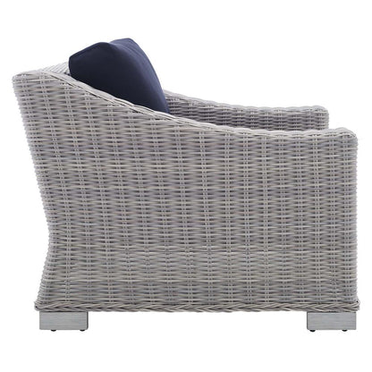 Conway Sunbrella Outdoor Patio Wicker Rattan 2-Piece Armchair and Ottoman Set