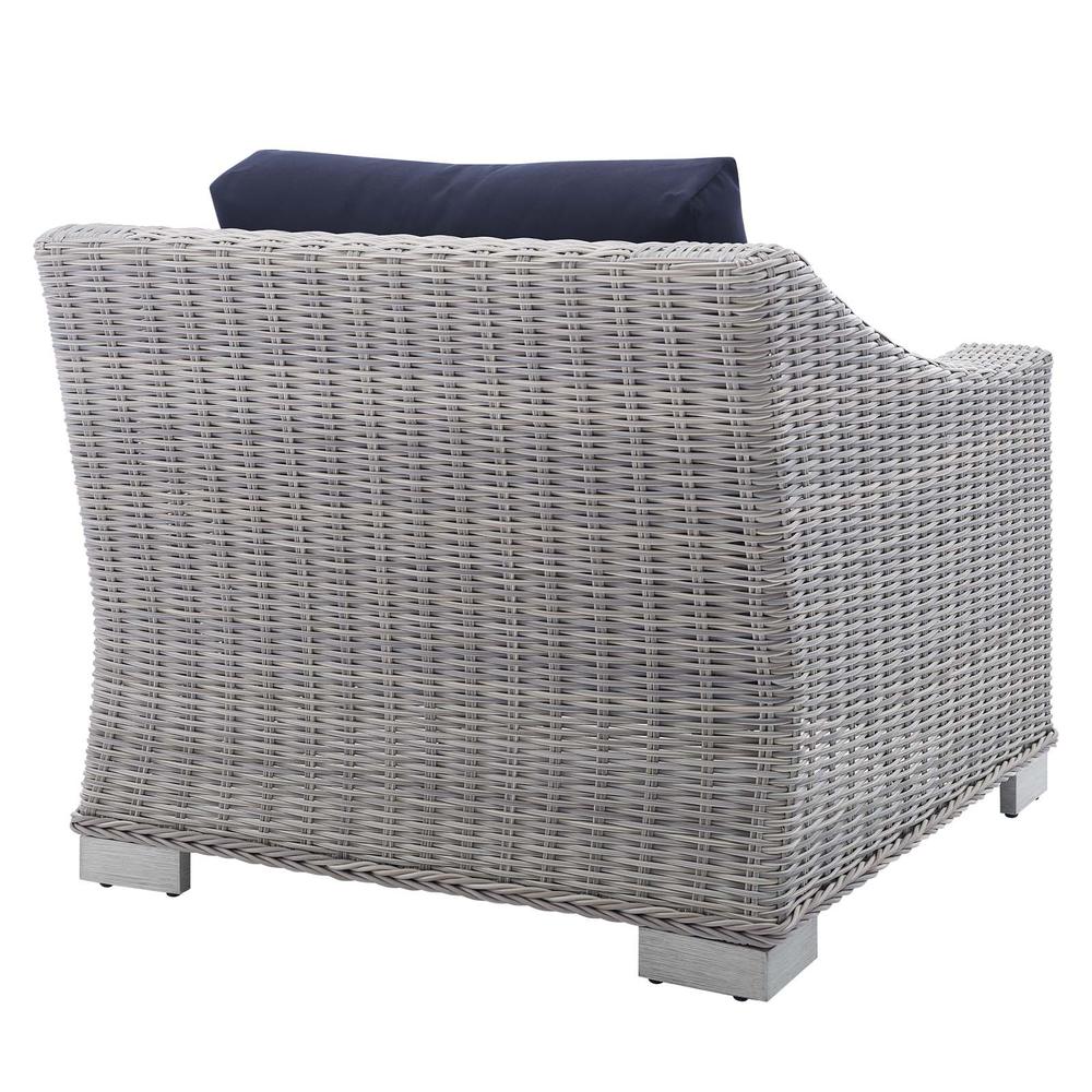 Conway Sunbrella Outdoor Patio Wicker Rattan 2-Piece Armchair and Ottoman Set