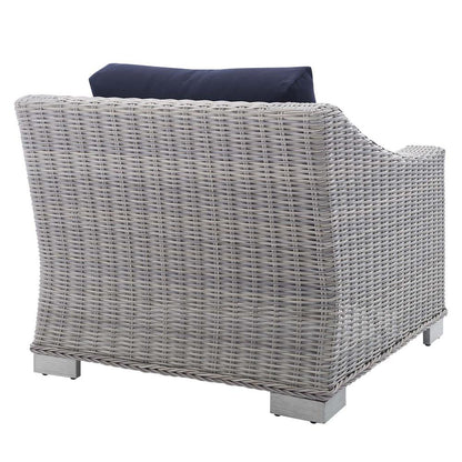 Conway Sunbrella Outdoor Patio Wicker Rattan 2-Piece Armchair and Ottoman Set