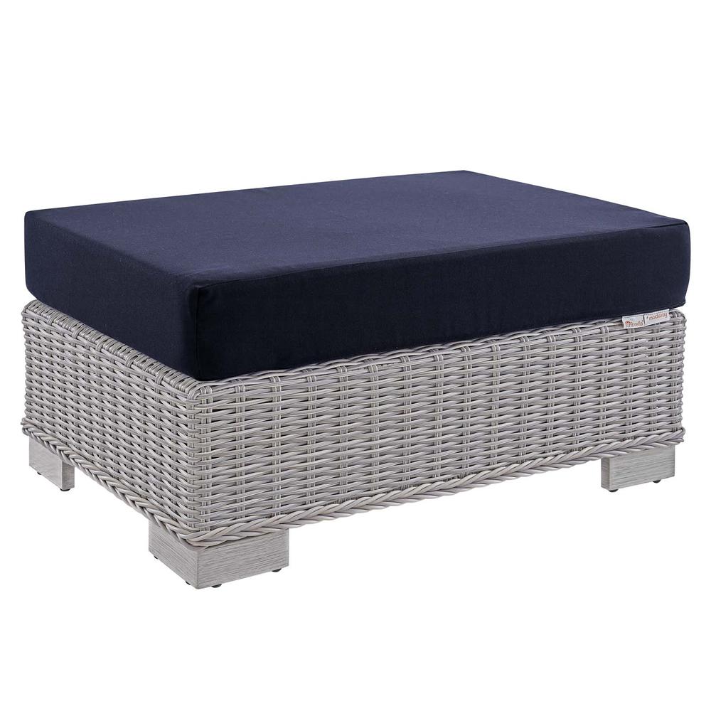 Conway Sunbrella Outdoor Patio Wicker Rattan 2-Piece Armchair and Ottoman Set
