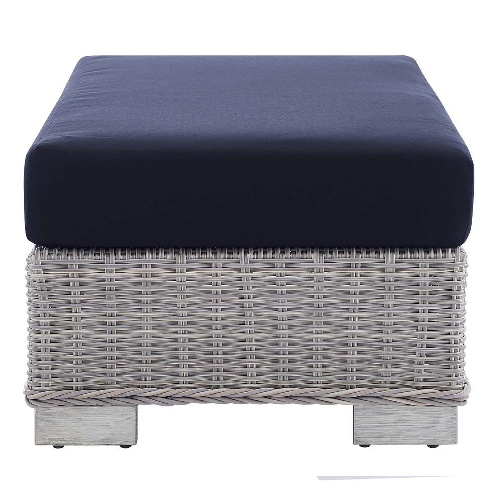 Conway Sunbrella Outdoor Patio Wicker Rattan 2-Piece Armchair and Ottoman Set
