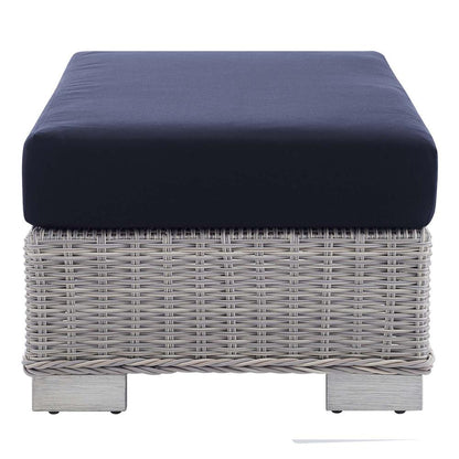Conway Sunbrella Outdoor Patio Wicker Rattan 2-Piece Armchair and Ottoman Set