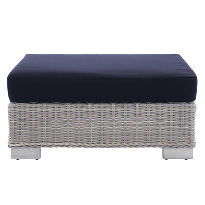 Conway Sunbrella Outdoor Patio Wicker Rattan 2-Piece Armchair and Ottoman Set