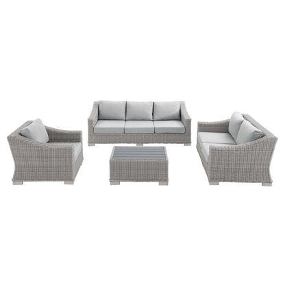 Conway 4-Piece Sunbrella Outdoor Patio Wicker Rattan Furniture Set