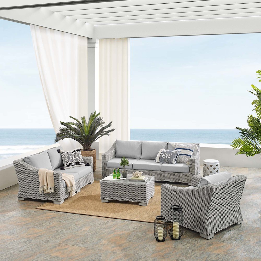 Conway 4-Piece Sunbrella Outdoor Patio Wicker Rattan Furniture Set