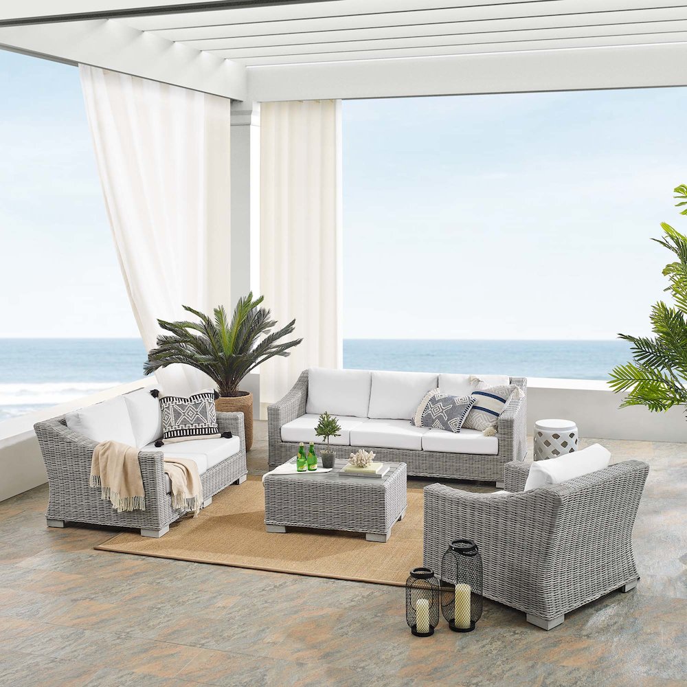 Conway 4-Piece Sunbrella Outdoor Patio Wicker Rattan Furniture Set