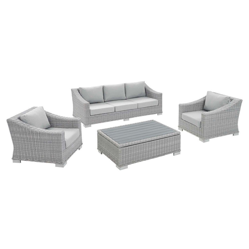 Conway 4-Piece Sunbrella Outdoor Patio Wicker Rattan Furniture Set