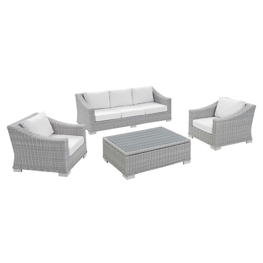 Conway 4-Piece Sunbrella Outdoor Patio Wicker Rattan Furniture Set