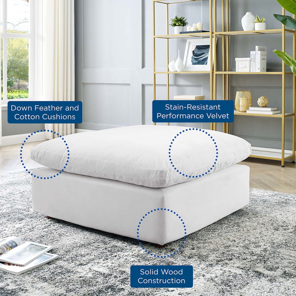 Commix Down Filled Overstuffed Performance Velvet Ottoman