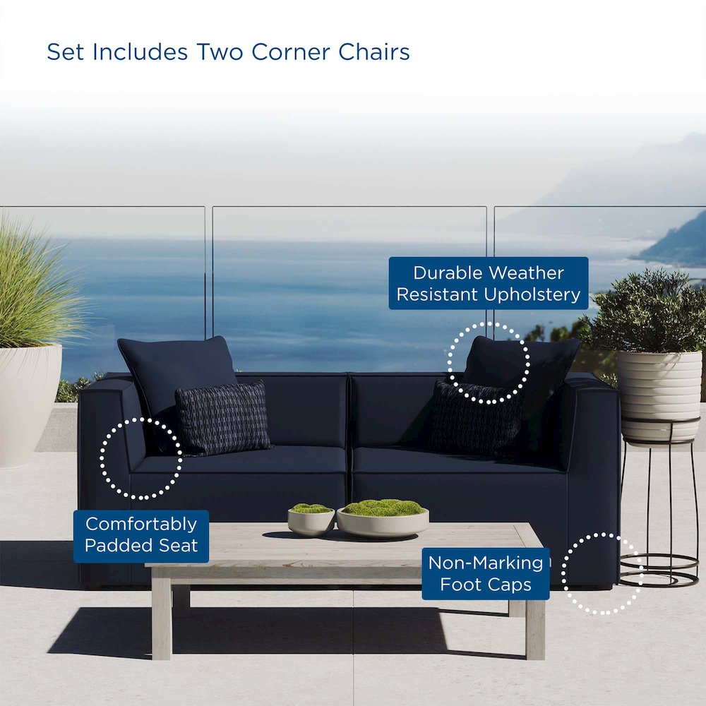 Saybrook 2-Piece Outdoor Patio Upholstered Sectional Sofa Loveseat
