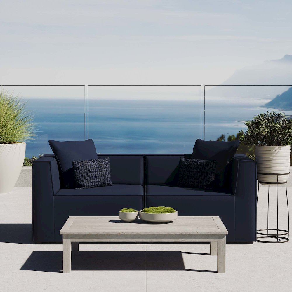 Saybrook 2-Piece Outdoor Patio Upholstered Sectional Sofa Loveseat