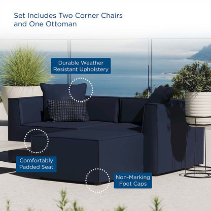Saybrook Outdoor Patio Upholstered Loveseat and Ottoman Set