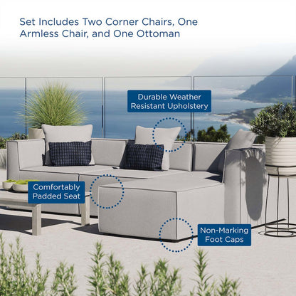 Saybrook 4-Piece Outdoor Patio Upholstered Sectional Sofa