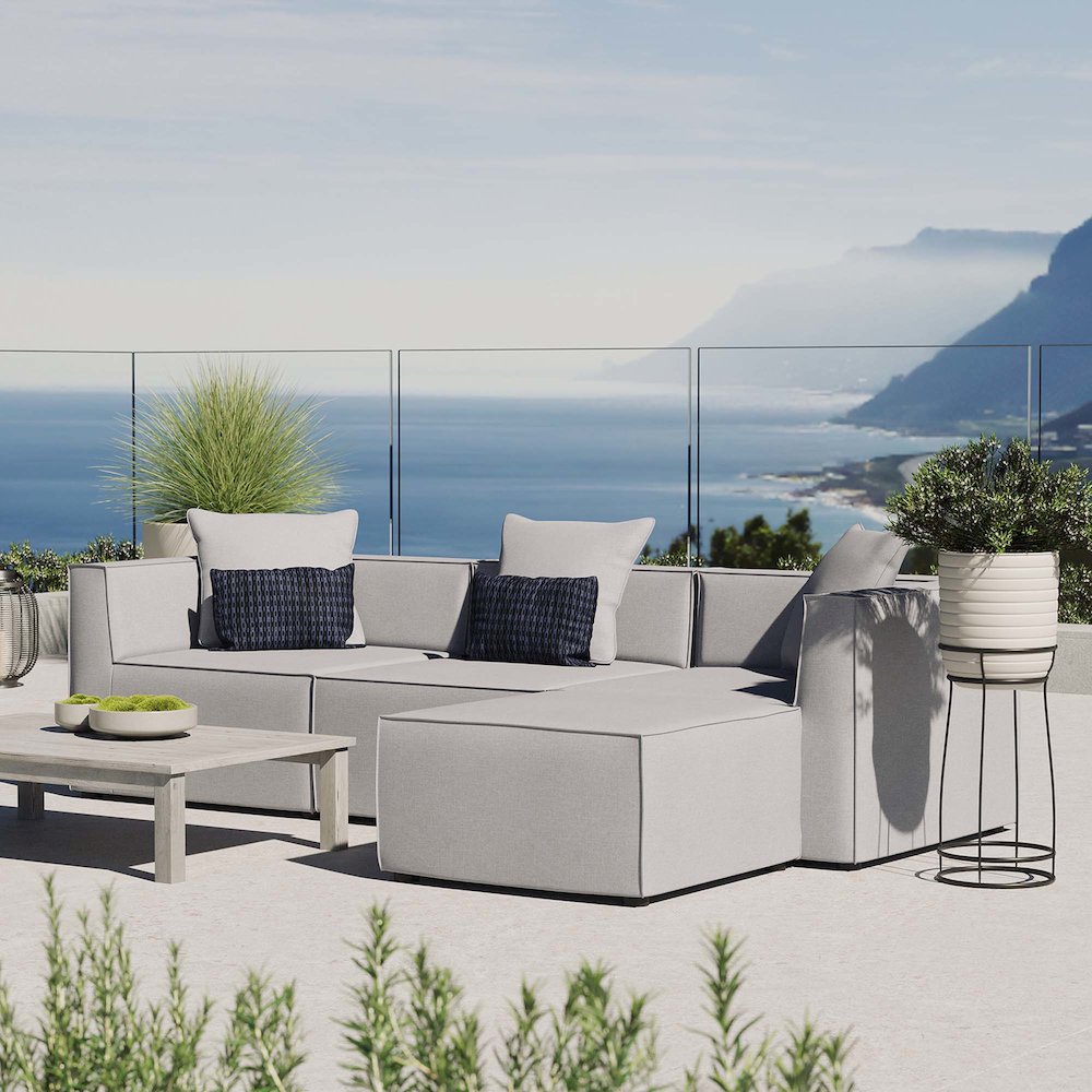 Saybrook 4-Piece Outdoor Patio Upholstered Sectional Sofa