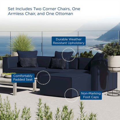 Saybrook 4-Piece Outdoor Patio Upholstered Sectional Sofa