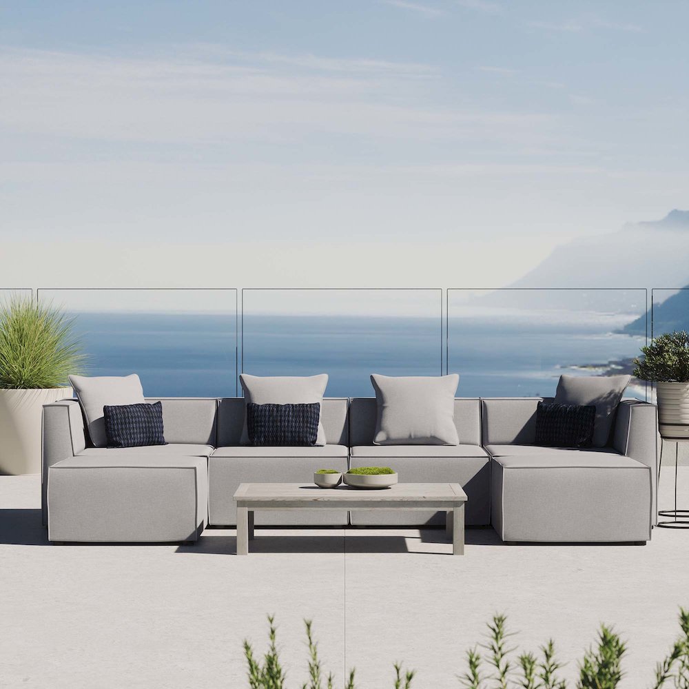 Saybrook 6-Piece Outdoor Patio Upholstered Sectional Sofa