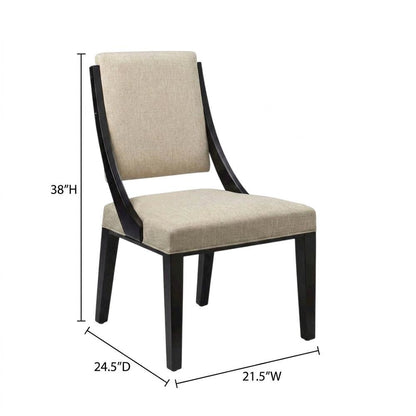 Fabric-Upholstered Dining Chairs for Kitchen and Dining Room, Beige, Set of 2