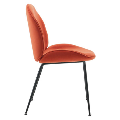 Scoop Black Powder Coated Steel Leg Performance Velvet Dining Chairs Set of 2