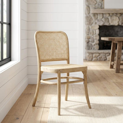 Wood Dining Side Chair with Ladder Back for Kitchen and Dining Room, Gray
