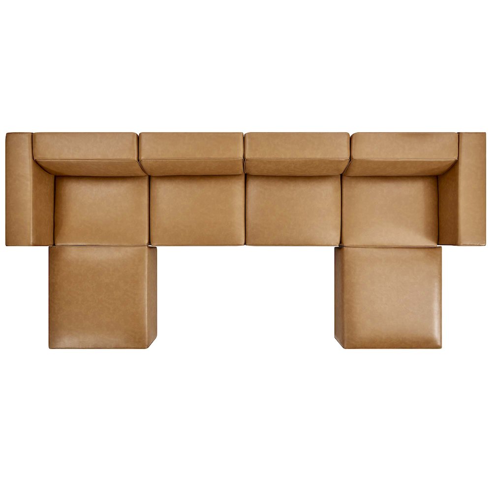 Mingle 4-Piece Vegan Leather Sofa and 2 Ottomans Set
