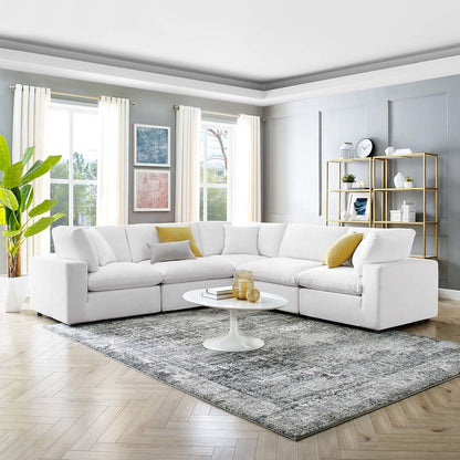 Commix 5-Piece Down Filled Overstuffed Performance Velvet Sectional Sofa