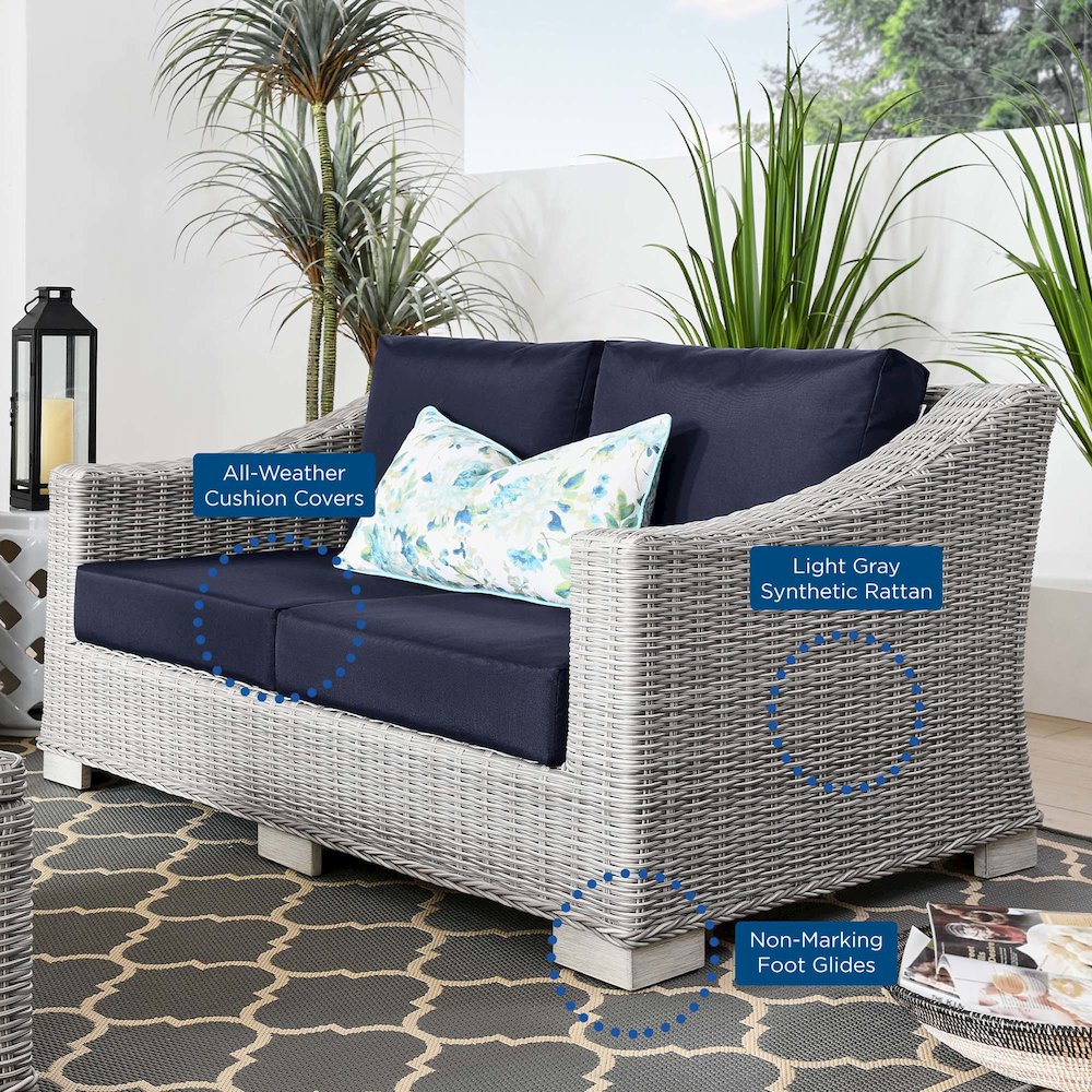 Conway Outdoor Patio Wicker Rattan Loveseat