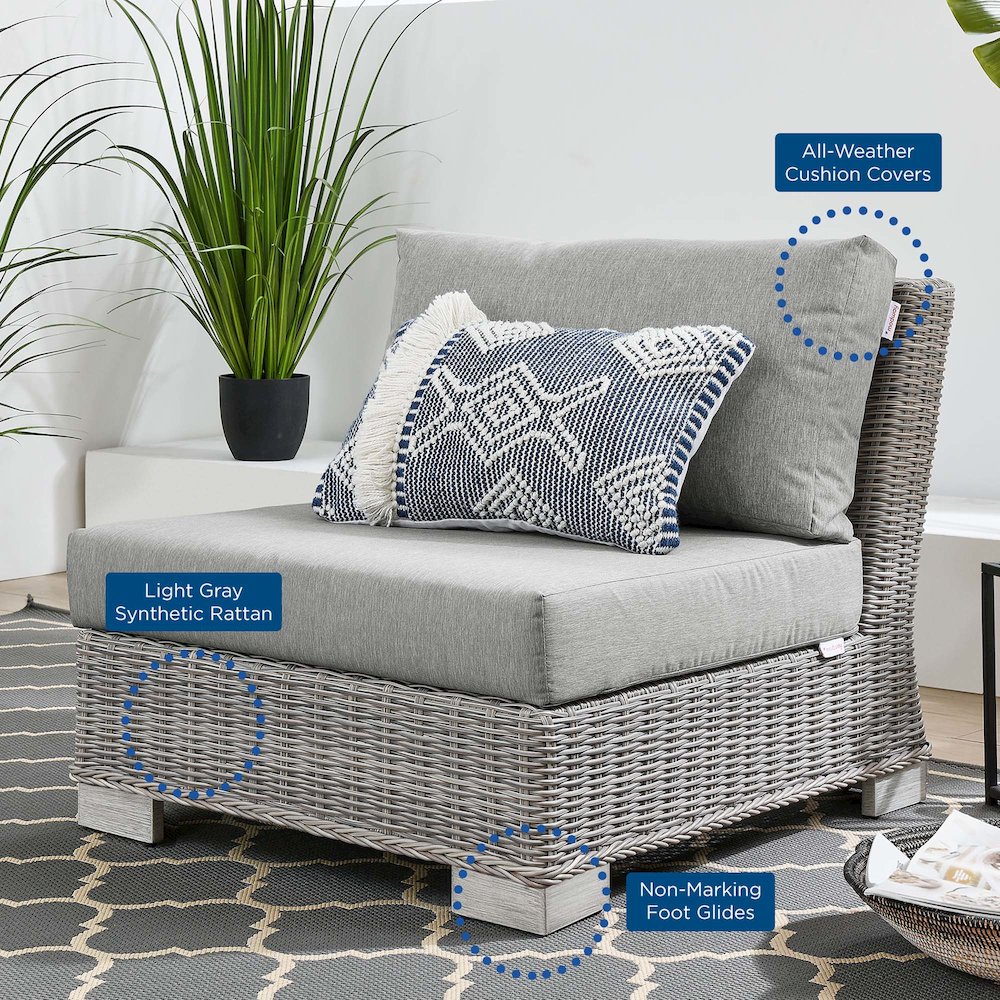 Conway Outdoor Patio Wicker Rattan Armless Chair
