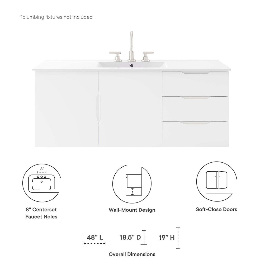 48" Double or Single Sink (Not Included) Bathroom Vanity Cabinet