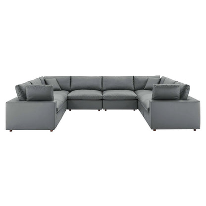 Commix 8-Piece Down Filled Overstuffed Vegan Leather Sectional Sofa