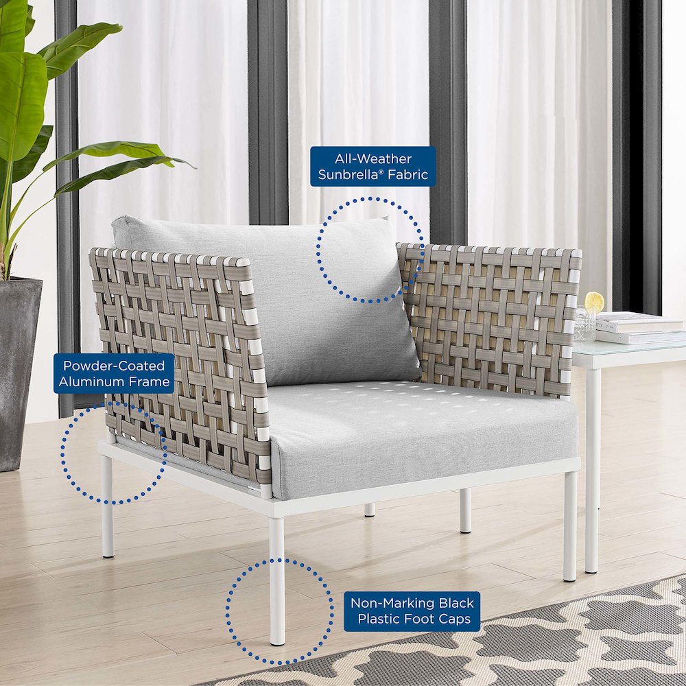 Harmony Sunbrella Basket Weave Outdoor Patio Aluminum Armchair