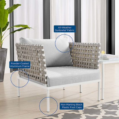 Harmony Sunbrella Basket Weave Outdoor Patio Aluminum Armchair