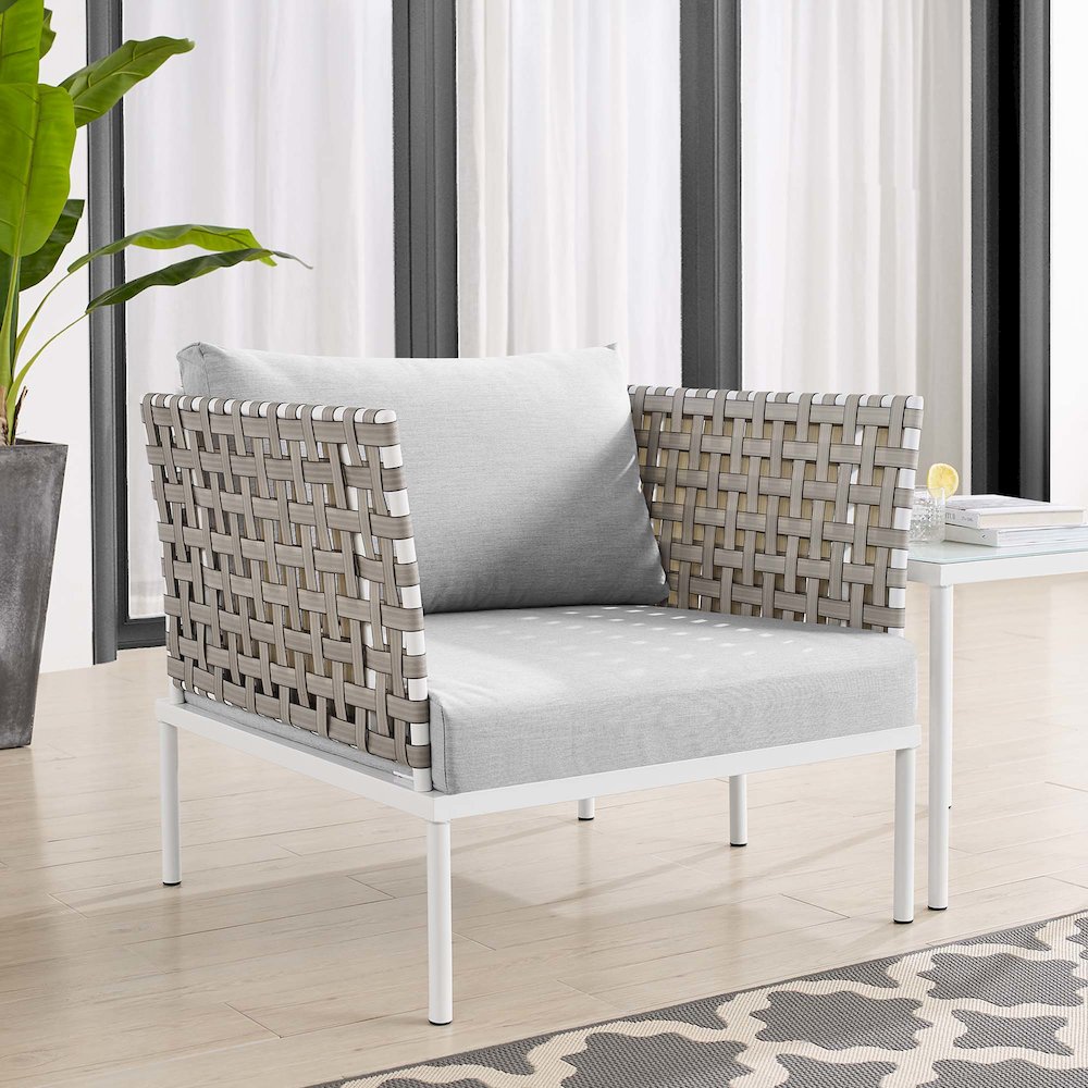 Harmony Sunbrella Basket Weave Outdoor Patio Aluminum Armchair