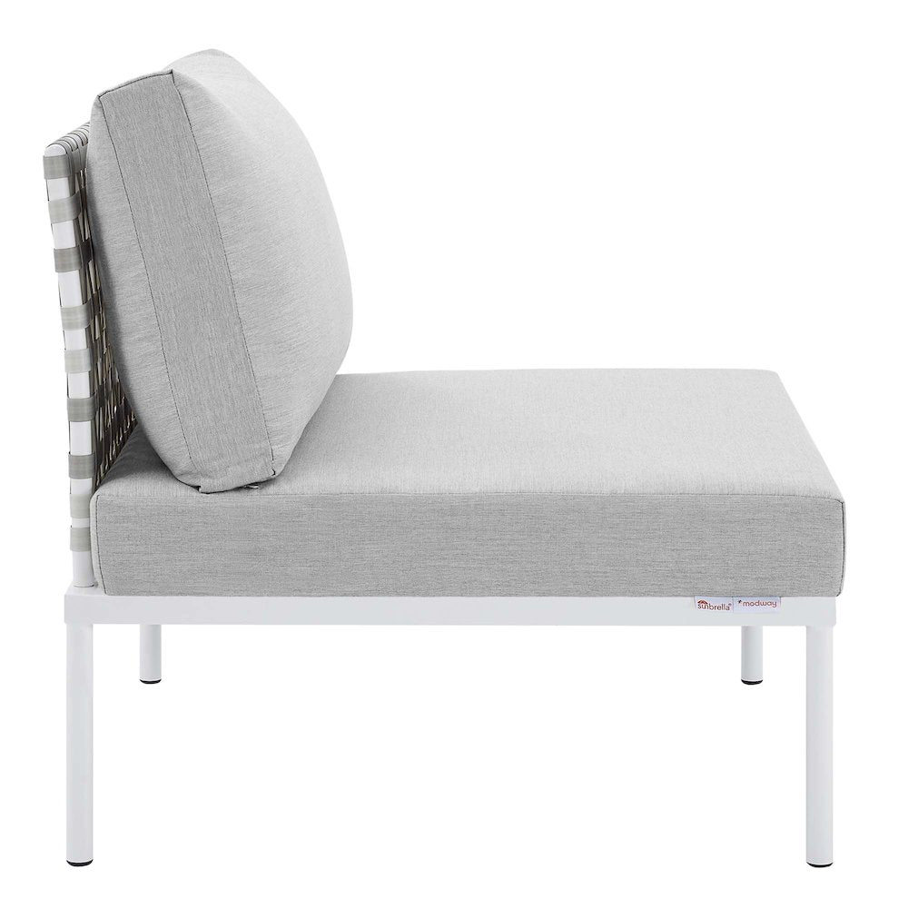 Harmony Sunbrella Basket Weave Outdoor Patio Aluminum Armless Chair